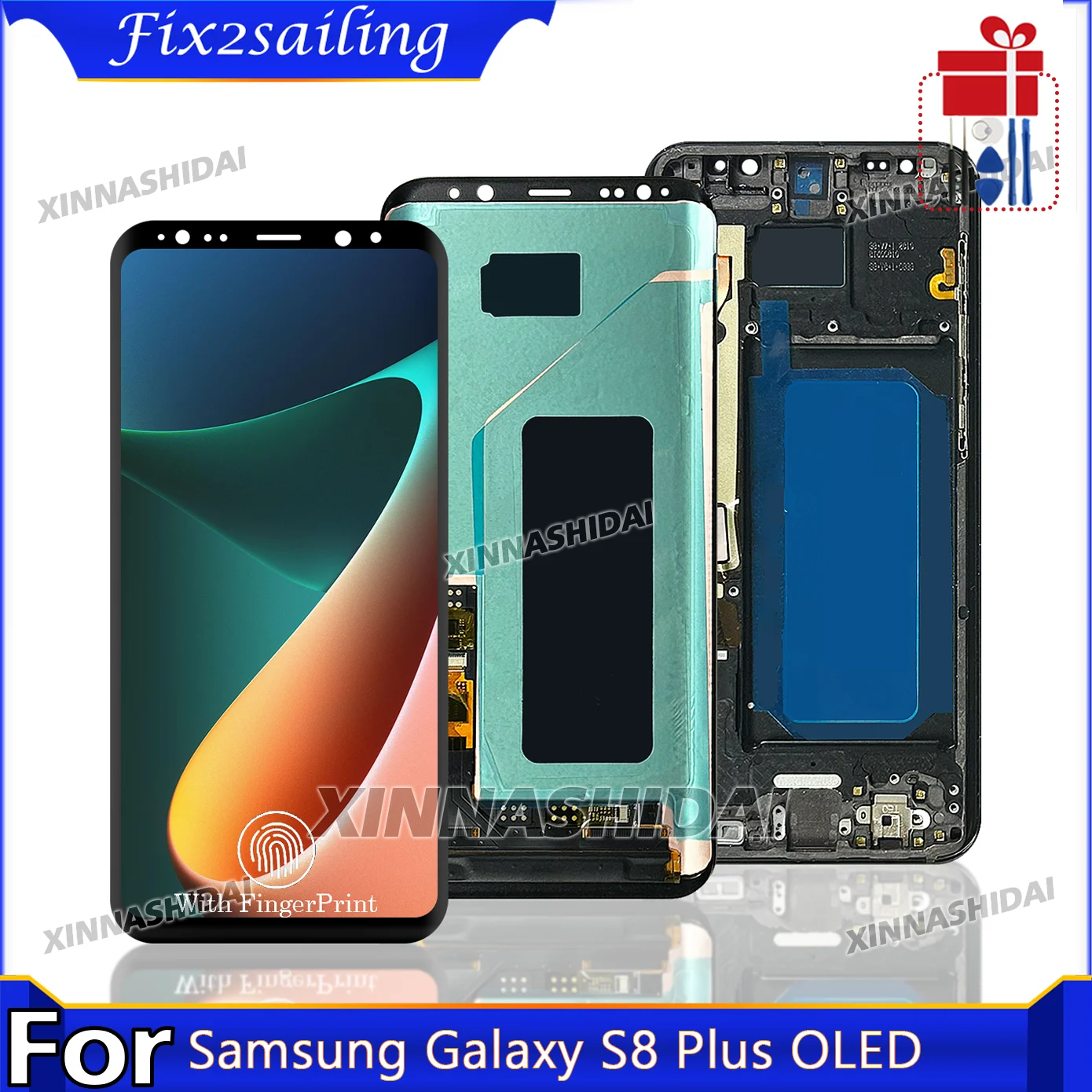 OLED Screen with Frame for Samsung Galaxy S8 Plus  Display with Touchscreen Digitizer Assembly Compatible with SM-G950 SM-G950F