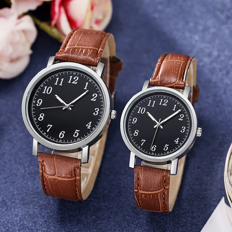 Minimalistische Paar Analoguhren Hochwertige Lederuhr für Liebhaber Lässige Quarzuhr Klassische Retro-Armbanduhr Liebhaber Geschenk