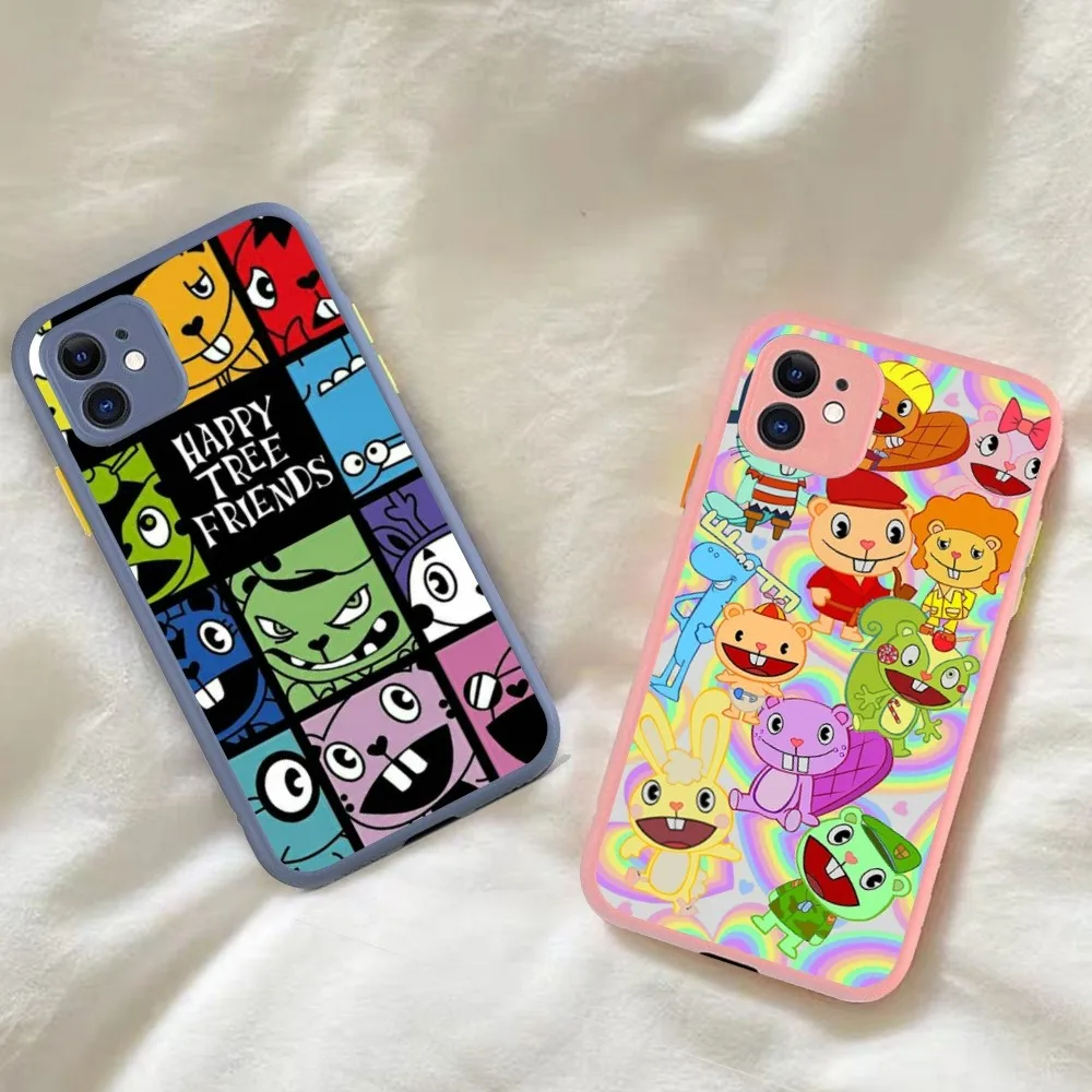 H-Happy T-Tree Friends Phone Case for iPhone 14 11 12 13 Mini Pro Max 8 7 Plus X XR XS MAX Translucent Matte Cover