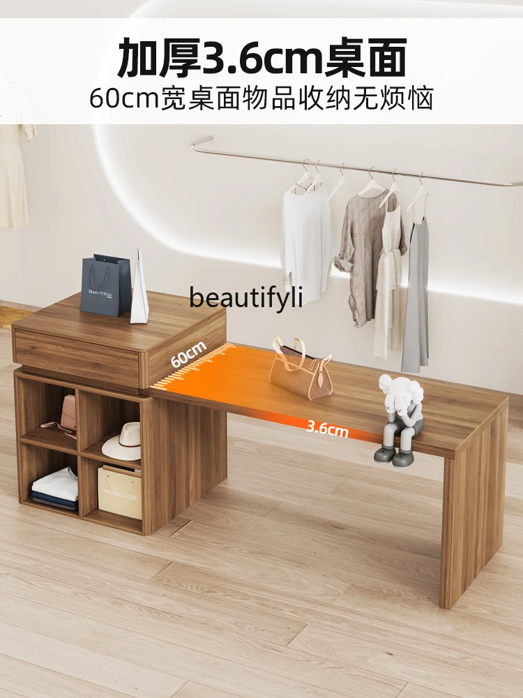 yj15Solid Wood Clothing Store Retractable Women's Clothing Store Zhongdao Table Decoration Display Table Display Stand Display S