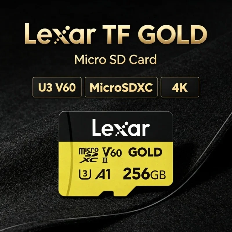 Lexar TF GOLD Professional SD Card microSDXC 4K A1 C10 U3 V60 TF Card Memory Card 128GB 256GB for Drone