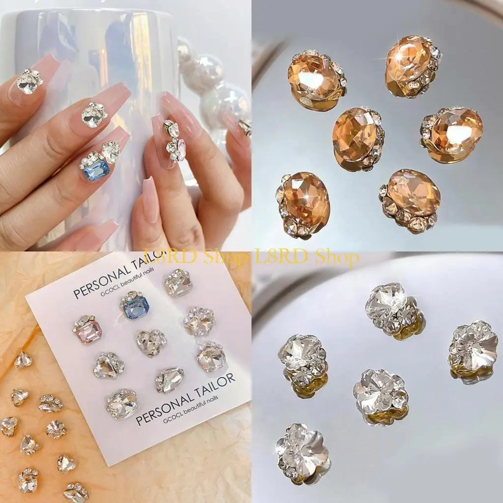 

L8RD Стеклянные стразы для ногтей с плоской задней поверхностью, разные размеры, аксессуары для дизайна ногтей, стеклянные камни