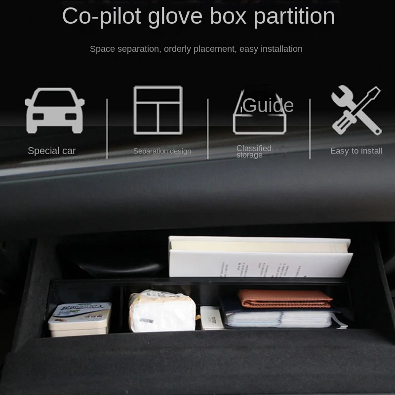 Car Glove Box Organizer Compatible with 2016-2021 Tesla Model 3 Model Y Glove Compartment Organizer Center Console Storage Tray