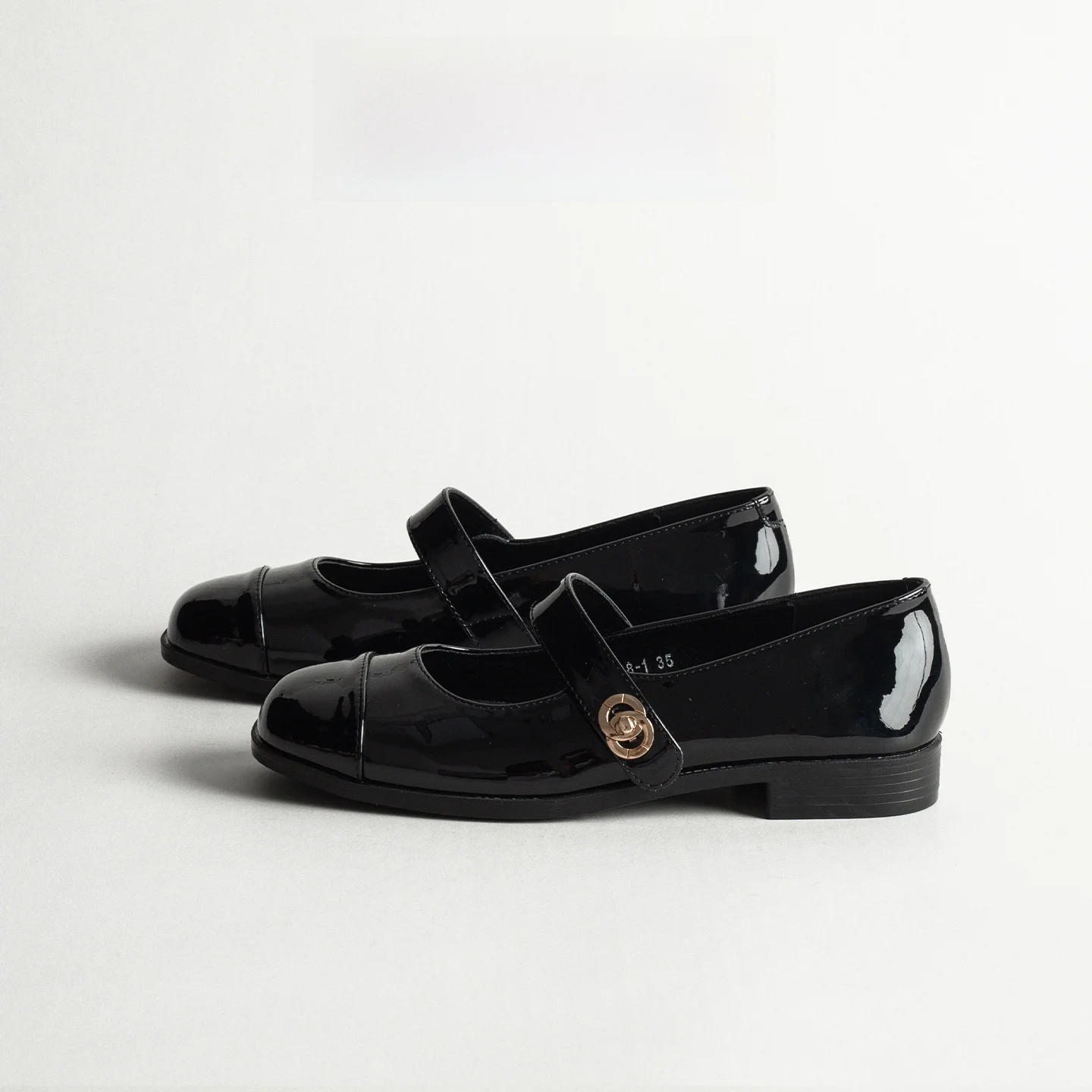 

French Style Flat Bottom Genuine Leather Mary Jane Shoes Women's Spring Season Thick Heel Open Toe Small Leather Shoes