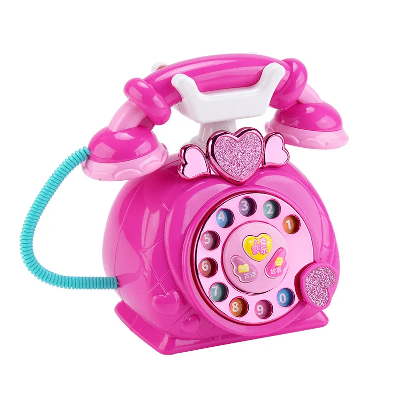 New Children\'s Early Education Simulation Phone Toy With Music And Lights Retro Landline Storytelling Puzzle Toys Gift For Girls