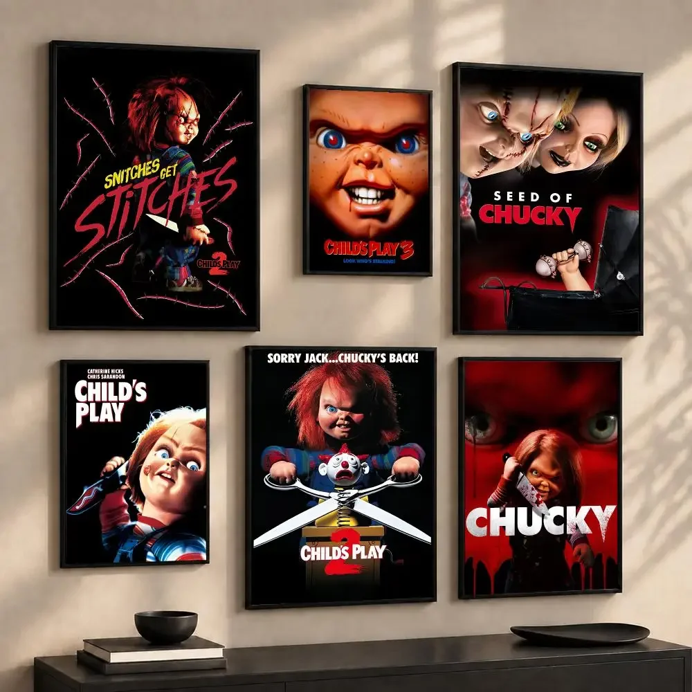 Creepy Horror Character C-Chucky Poster Wall Art Print Sticker for Bedroom Living Room Dorm Office Modern Home Decor Gift