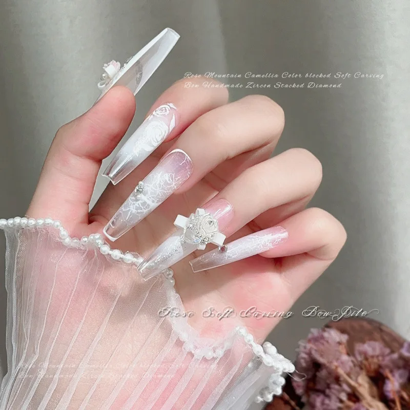 5PCS Soft 3D Acrylic Flower Bow Nail Art Charms Supplies Hand Stacked Pearl Crystal Diamond Pile Nails Decoration Accessories - Image 5