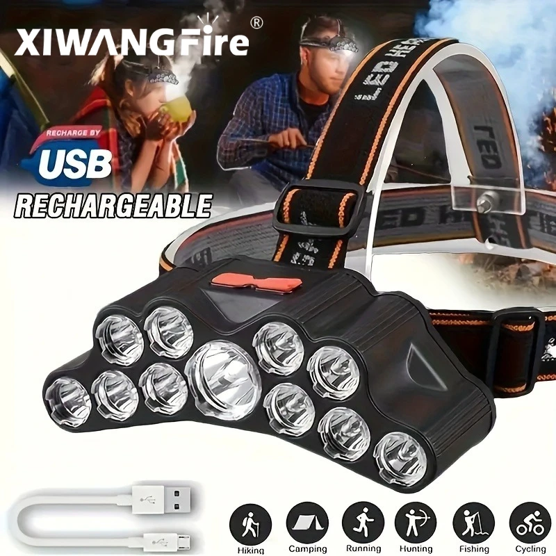 

Powerful Headlamp 5/11 LED Headlight Waterproof LED Head Lamp Head Flashlight Lantern for Outdoor Camping COB Working Light