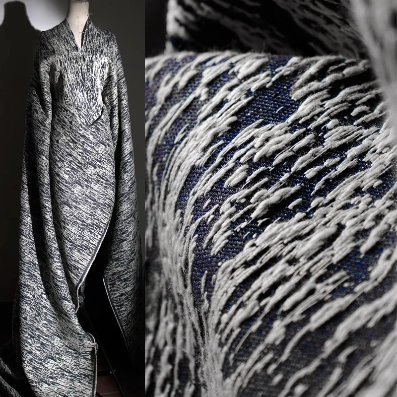 

Storm Wave 3D Textured Heavyweight Wool Fabric Overcoats Coats Luxury Fashion Designer Premium Winter Material