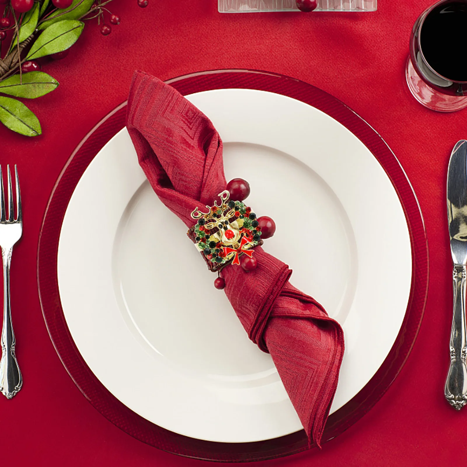 

4Pcs Deer Head Napkin Holders Unique Simple Design for Holiday Dinner Wedding Napkin Ring Buckle Xmas Decor Christmas Supplies