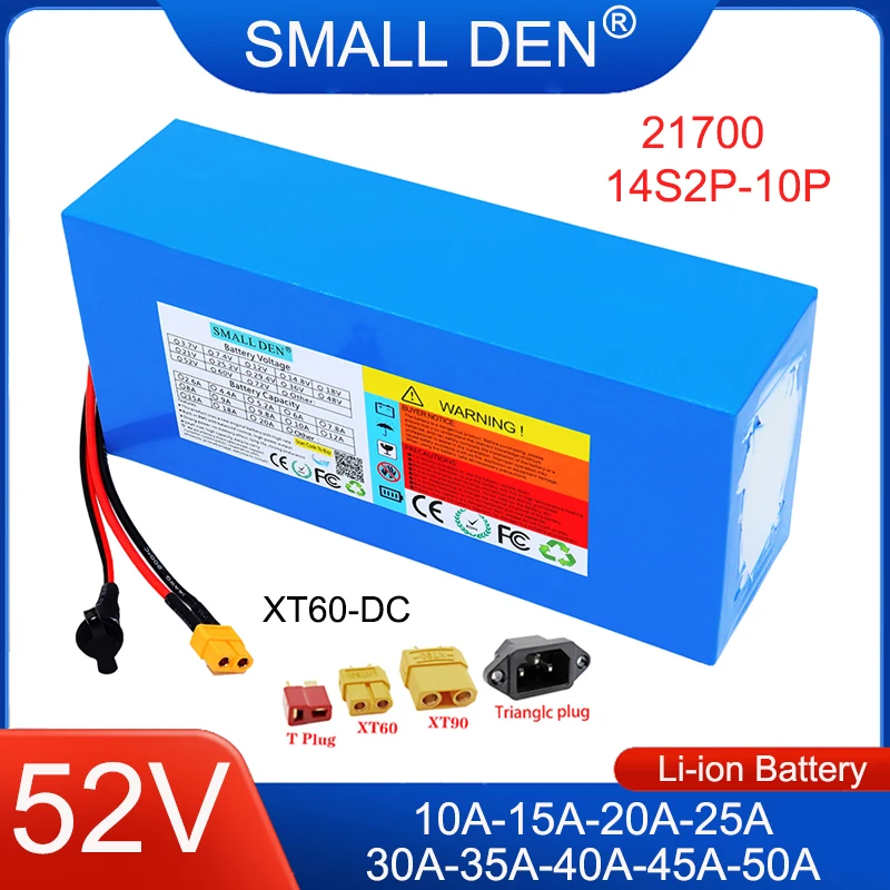 

21700 New 52V 10Ah 15Ah 20Ah 25Ah 30Ah 35Ah 40Ah 50Ah Lithium Battery Pack 0-3000w High Power built-in BMS For 14S Li-ion Cells