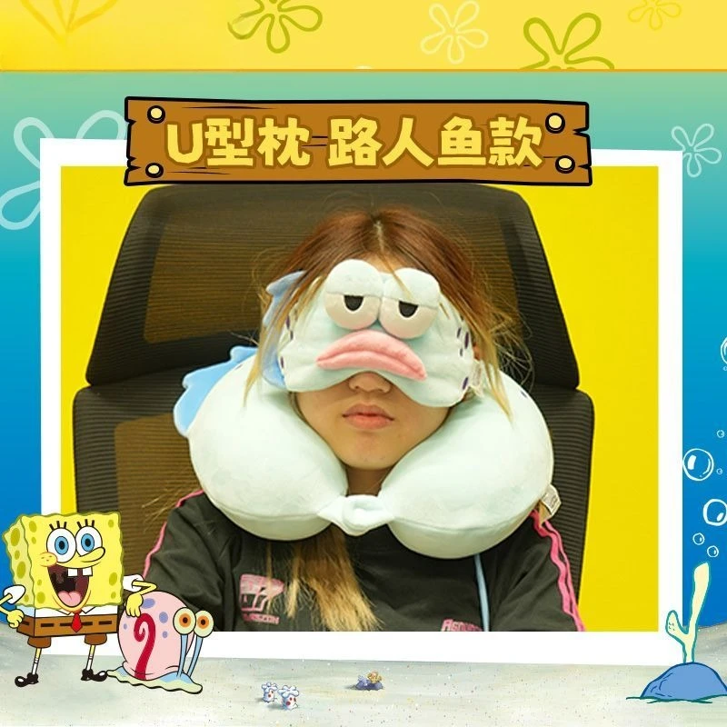 

2026 New Hangyodon Anime Figure Eye Mask Cartoon Toys Nap Blackout Eye Cover Plush Eye Patch U-Shaped Pillow Back Knock Stick