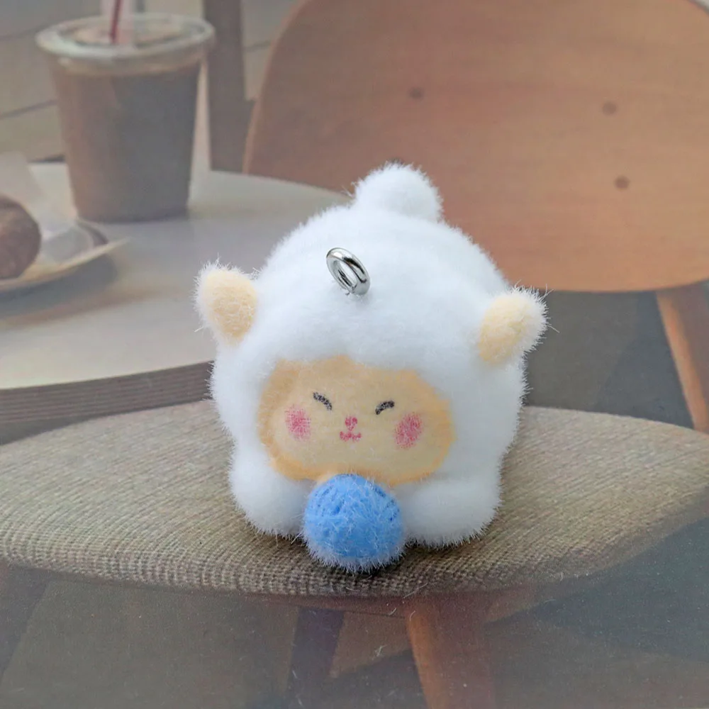 

20 шт. DIY 3D флокированные подвески в виде овцы мультяшные животные плюшевая кукла кулон для брелка ожерелье сумка аксессуары изготовление материала