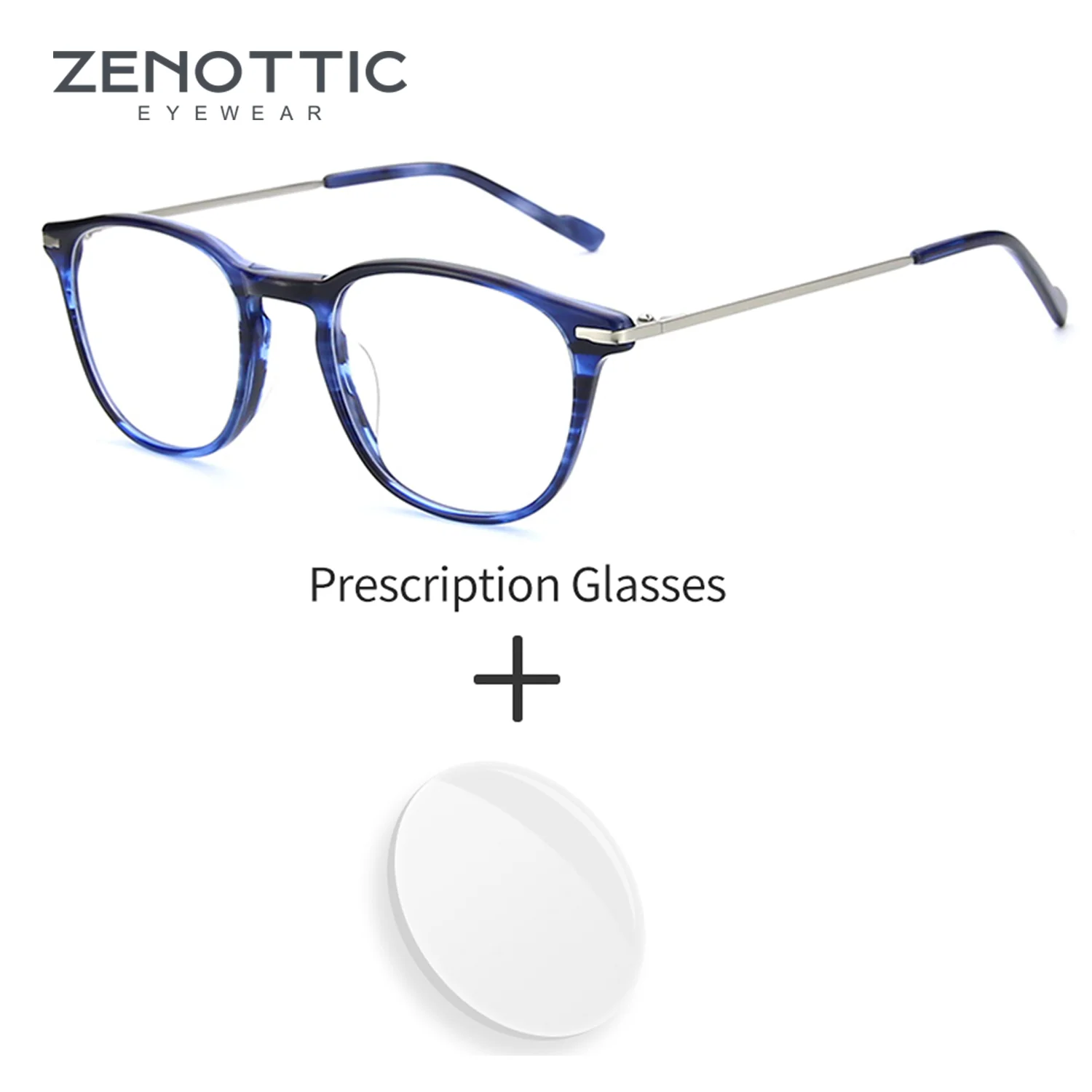 

ZENOTTIC Дизайнерские стильные круглые очки унисекс по рецепту, легкие ацетатные/защитные очки для близорукости