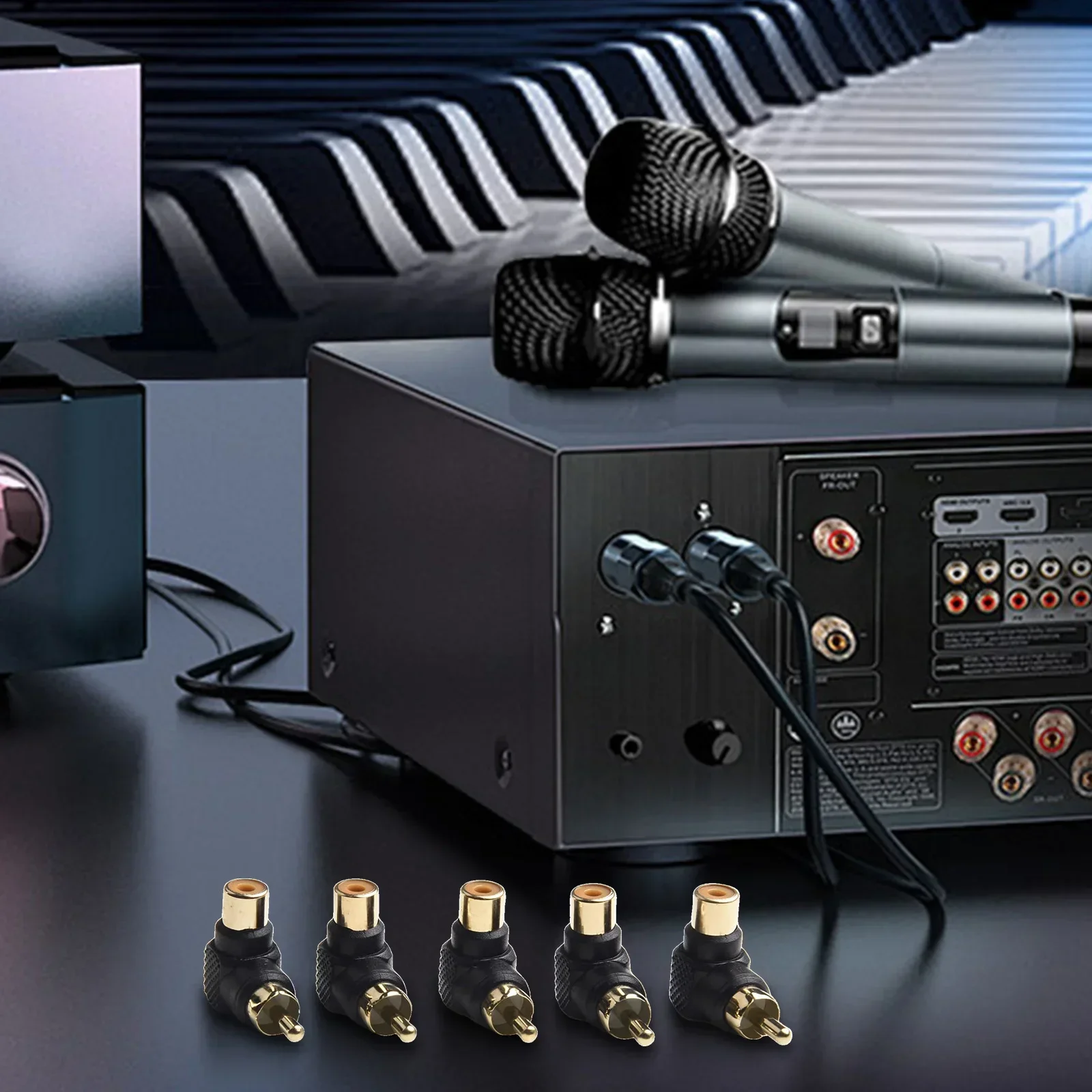 Set Of 5 For RCA Ltype Right Angle Male To Female Audio Connectors For Connecting And Organizing Audio Cables In Compact Spaces