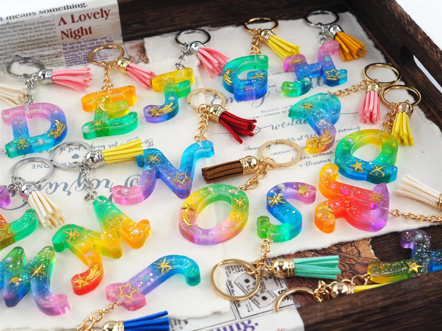 DIY Crystal Epoxy Resin Letter Pendant Keychain Mold English Word Jewelry Making Silicone Mould DIY Home Decoration Tools