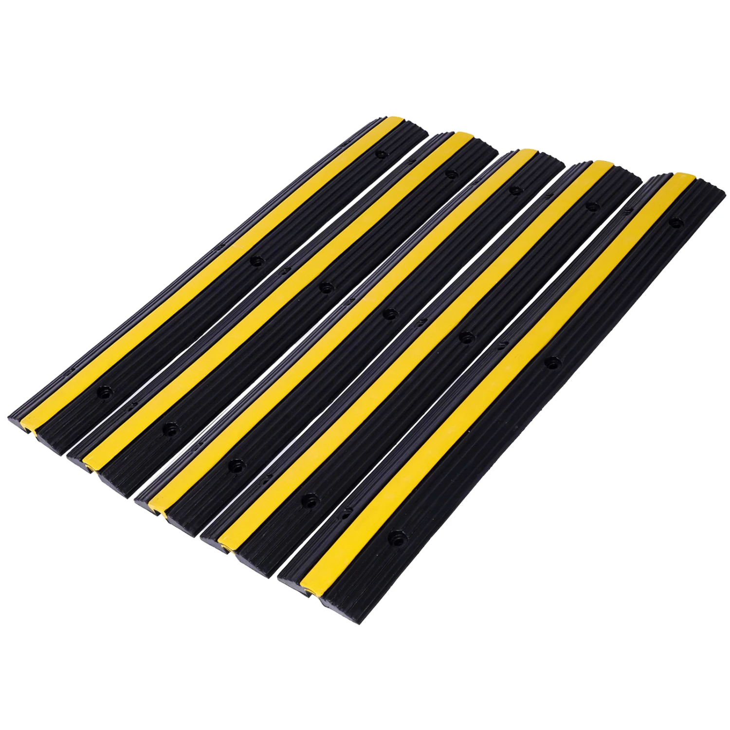 

Cable Protector Ramp Rubber Speed Bumps 2 Pack of 1 Channel 6600Lbs Load Capacity with 12 Bolts Spike for Asphalt Concrete Grave