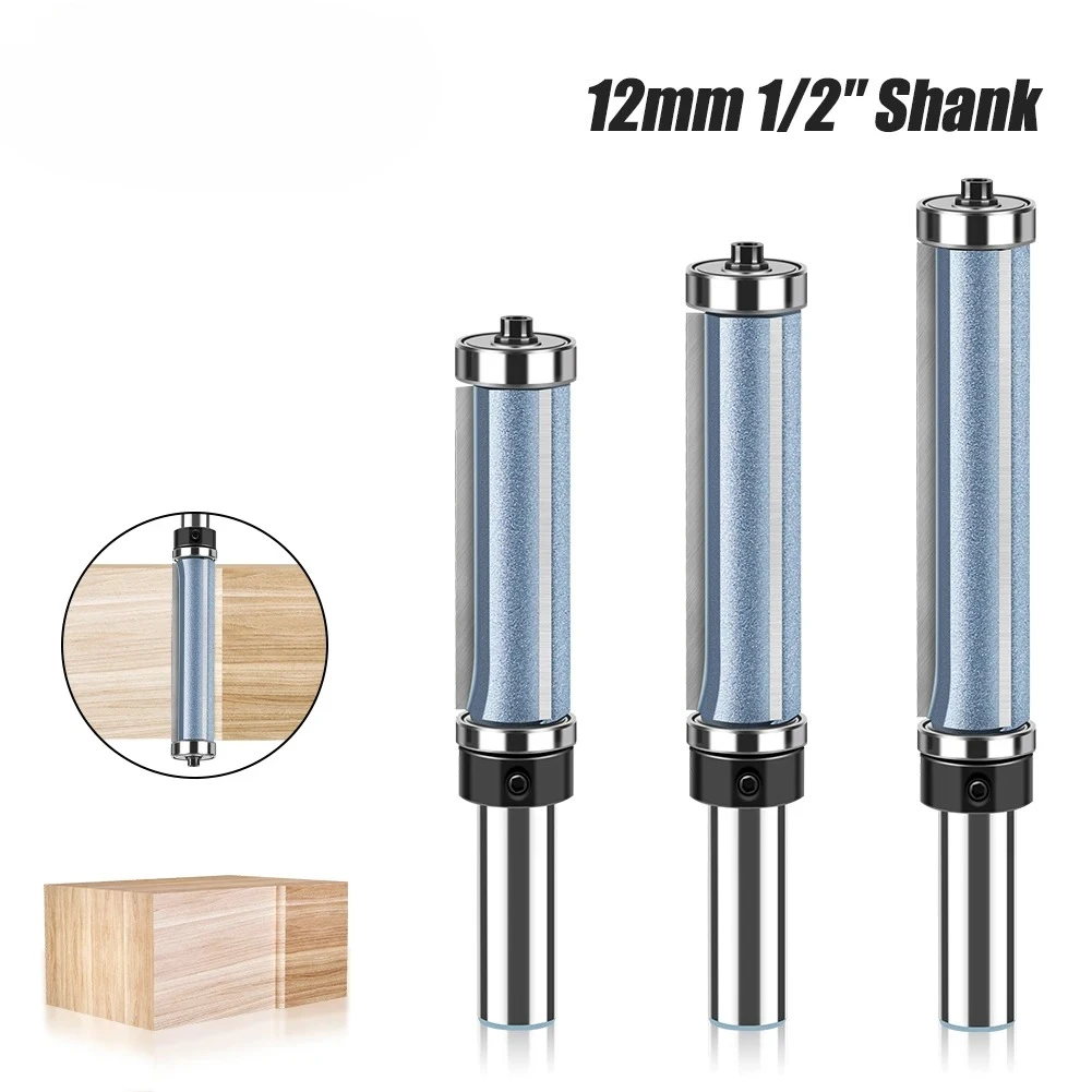 

1/2" Shank Flush Trim Router Bit - Top & Bottom Bearing 3 Wing for Cabinet Doors | Carbide Edge Trimmer | 12mm