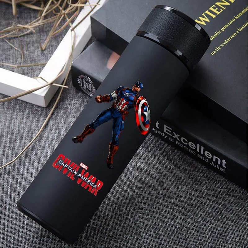 New 304 Stainless Steel Marvel Hero Thermos Iron Man Captain America Spider Man Water Cup Men'S Winter Health Cup Holiday Gifts