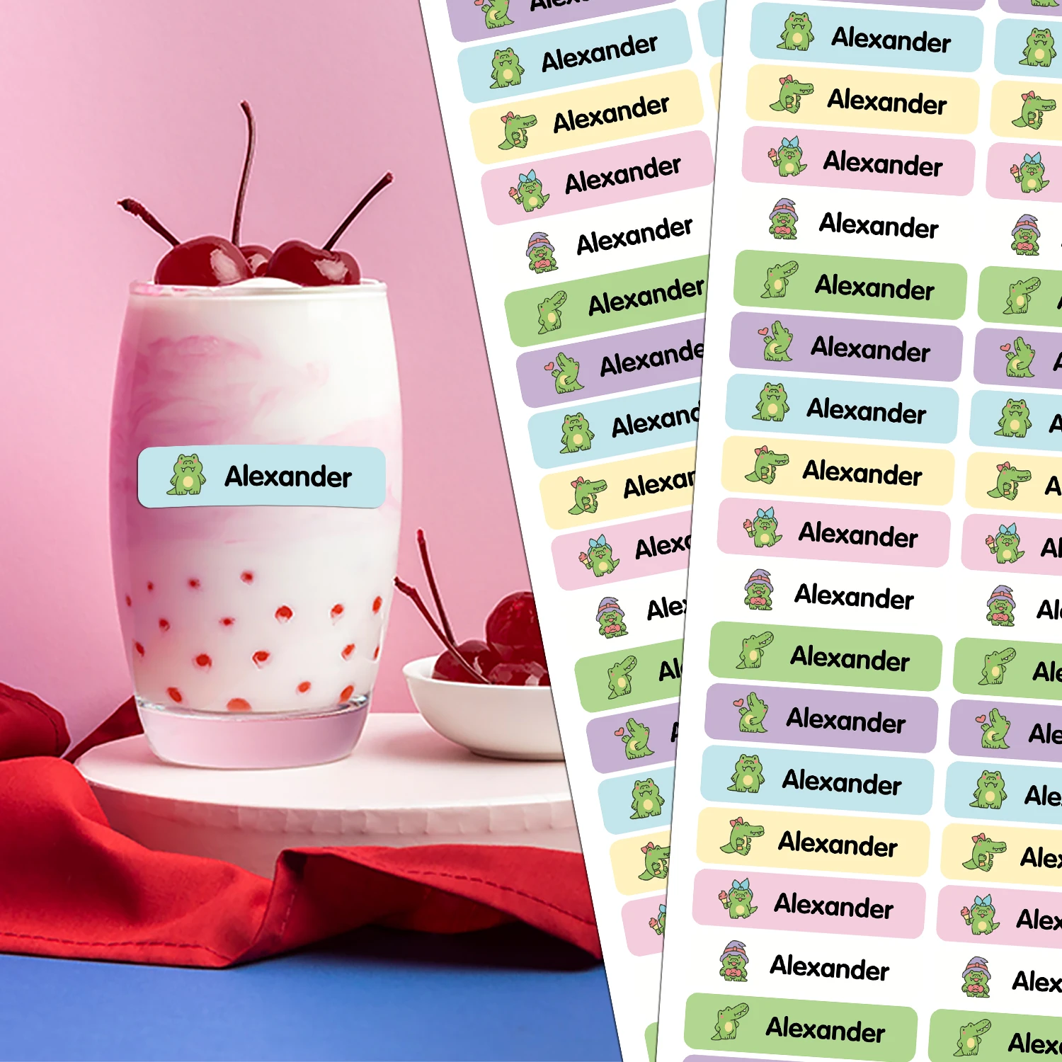 84/126pcs Cartoon dinosaur Custom Name Stickers Customized Tag Textbook Label Personalized Patches Perfect For School,Home