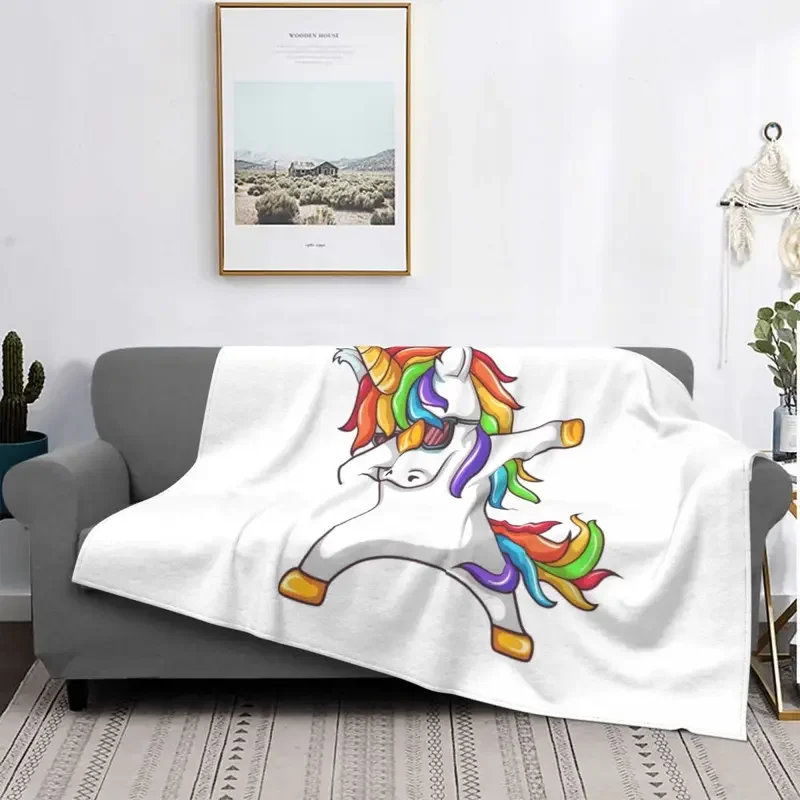 

Dabbing Unicorn Knitted Blanket love music hip hop Flannel Throw Blanket Bedroom Sofa Portable Ultra-Soft Warm Bedspread