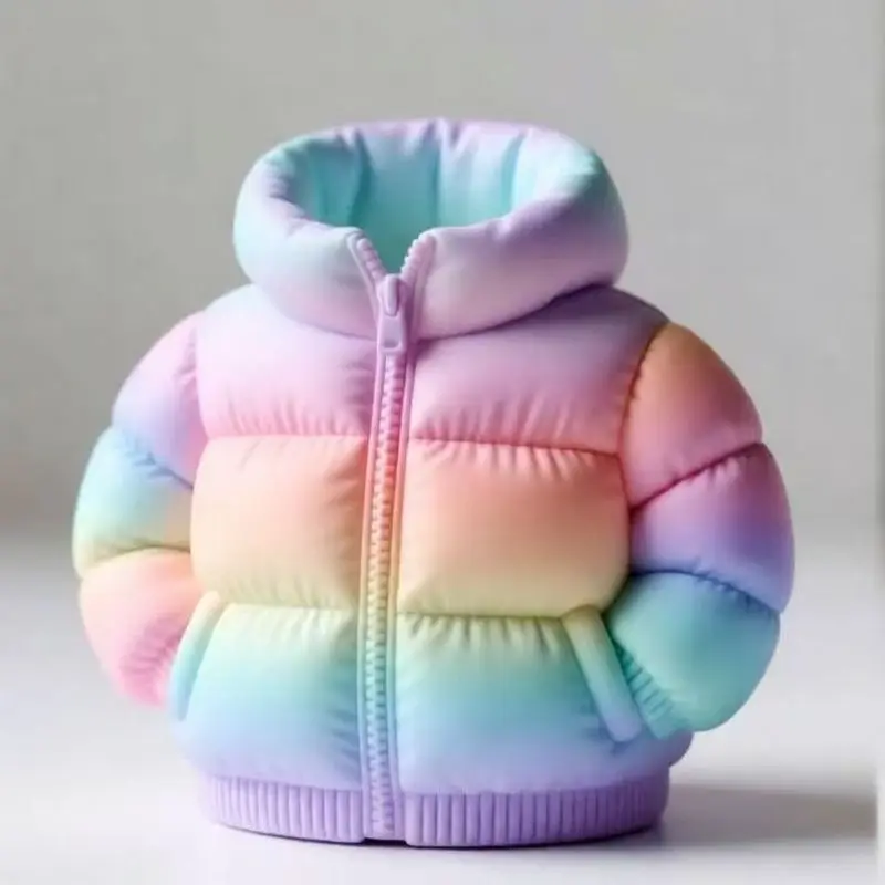 3D Printed Puffer Jacket Pen Holder Gradient Color Abstract Desktop Organizer For Students Home Office Classroom Novelty Gift