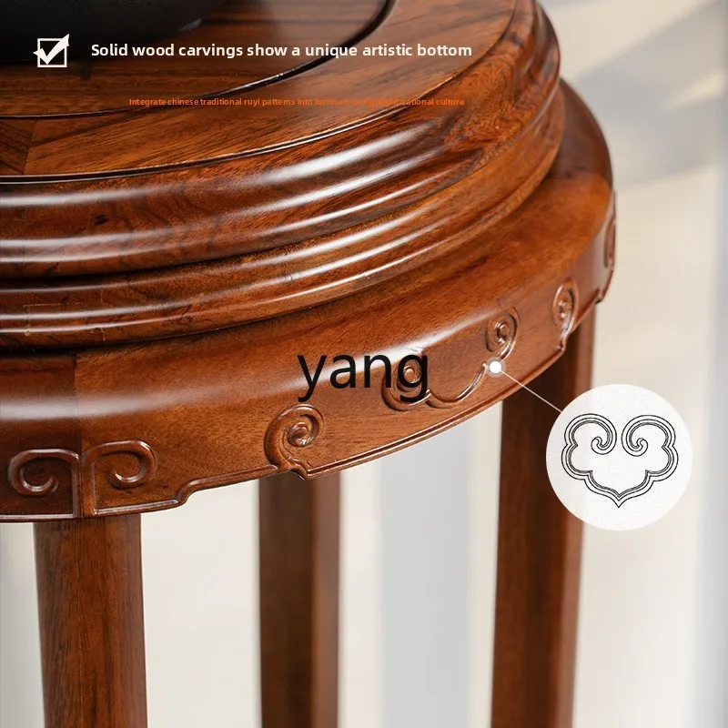 Lcx New Chinese Style Pure Solid Wood Flower Stand High-End Living Room Floor-Standing Flower Pot Stand Ornament Decoration