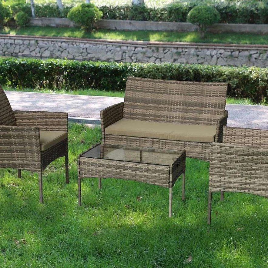 New outdoor table and chair rattan four-piece courtyard balconyoutdoor garden villa terrace
