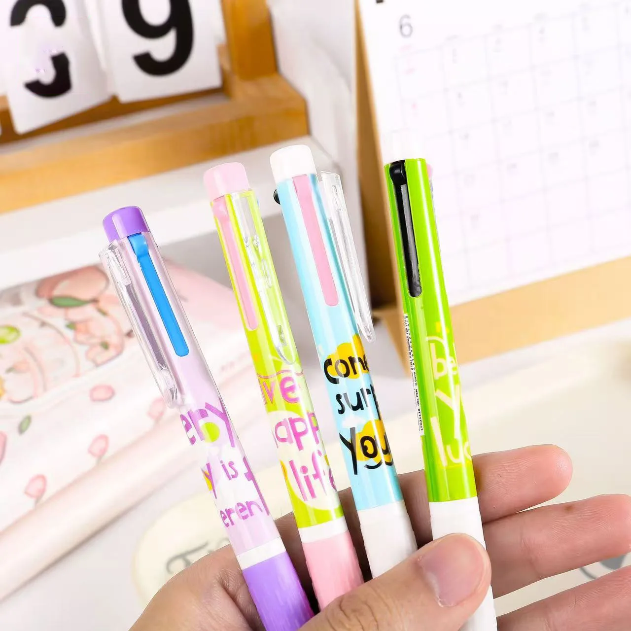 40本入り-3色一体型ゲルペン-学生用筆記具-かわいい文房具-マーカーペン-学校用品-オフィス文具