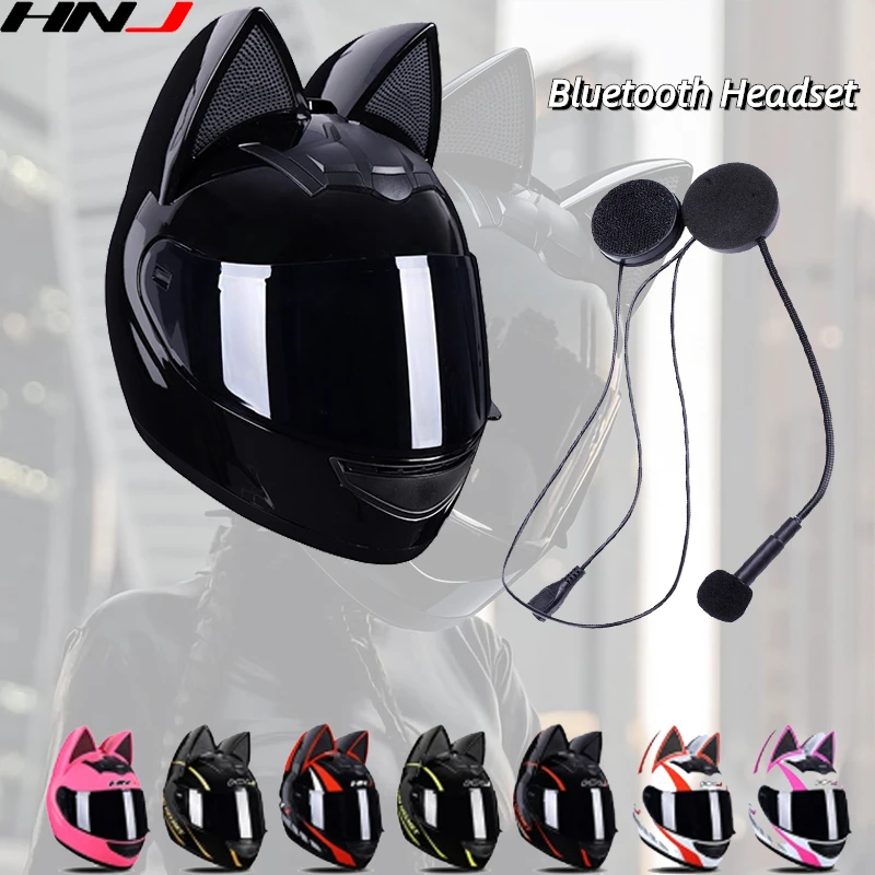 

Motorcycle Cat Ear Helmet for Women Girlfriend Gift Full Face Motocross Motorbike Men's Moto Helmet Breathable DOT Certification