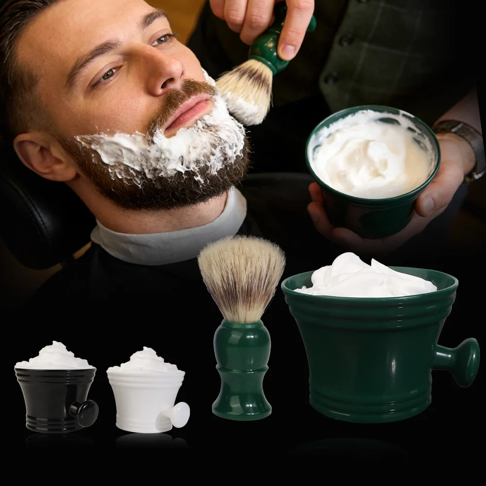 Vintage Herren-Rasierschaum-Set: Keramik-Schaumschale + Bartbürste, Rasierwerkzeuge in Salonqualität für Zuhause, Erzeugt einen dichten Schaum zum Rasieren – Detail 2