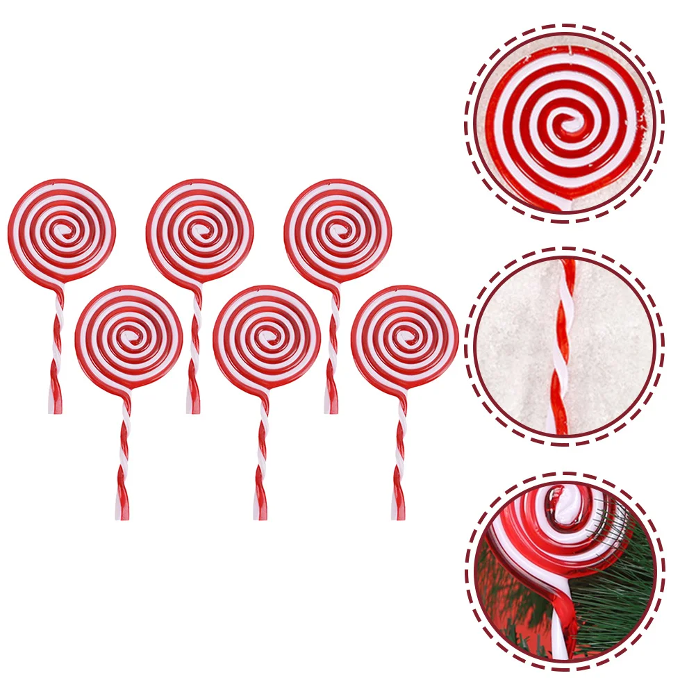 

6Pcs Christmas Lollipop Ornaments Red and White Plastic Decorative Hangings for Birthday Wedding Themed Parties
