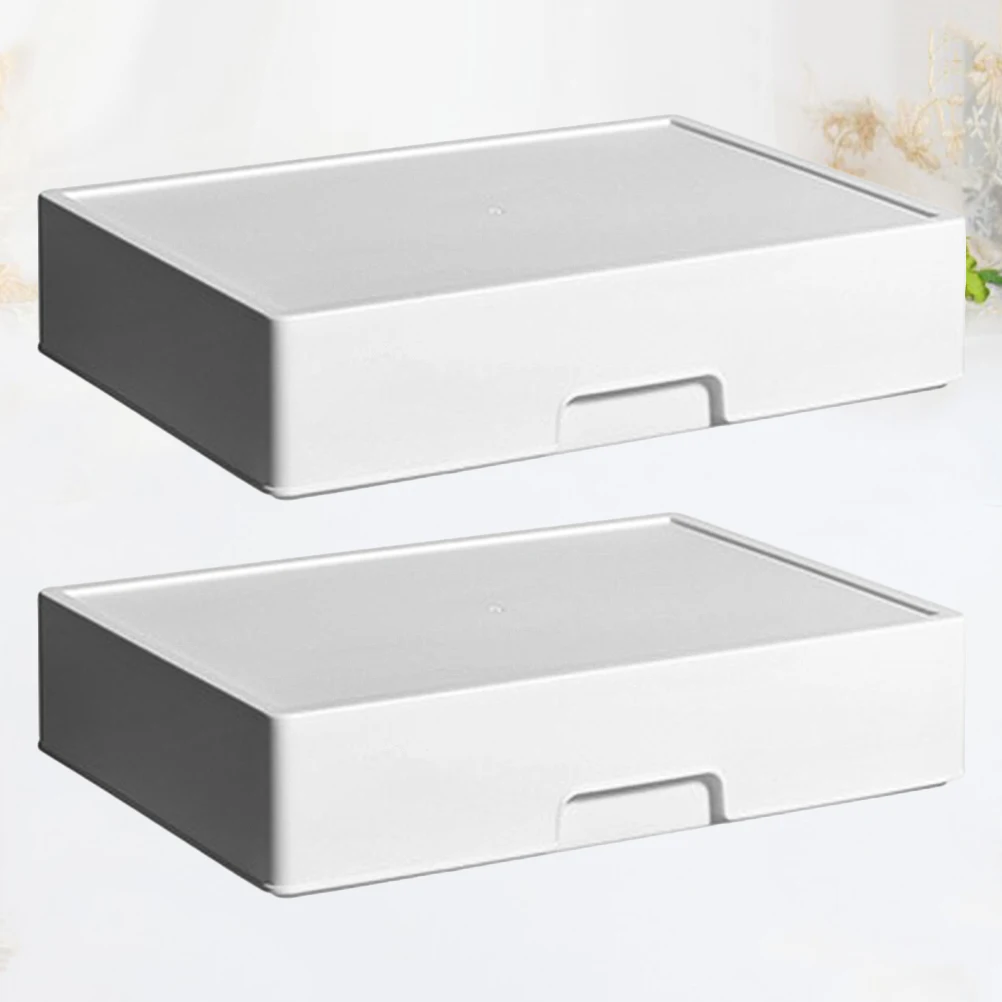 

2Pcs Plastic Drawer Storage Box White Container Multifunctional ganizer Premium Material Home Office Use