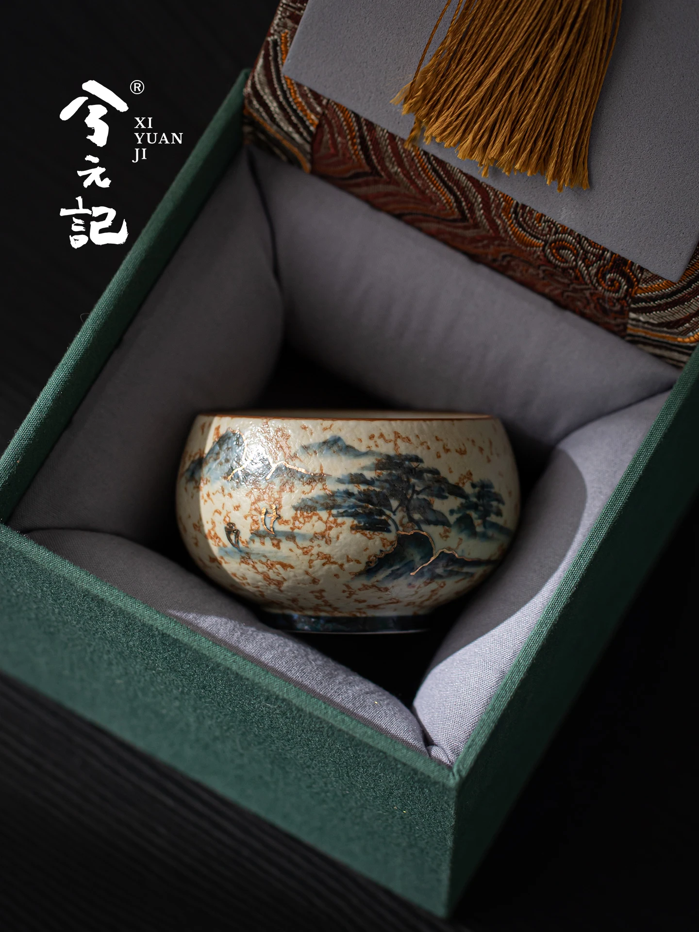 Hand-Painted Landscape Blue and White Tea Cup Single High-End Porcelain Tasting Zen Personal Dedicated Drinking