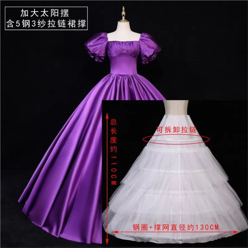 새로운 퍼프 댄스 공연용 새틴 퍼프 소매 드레스