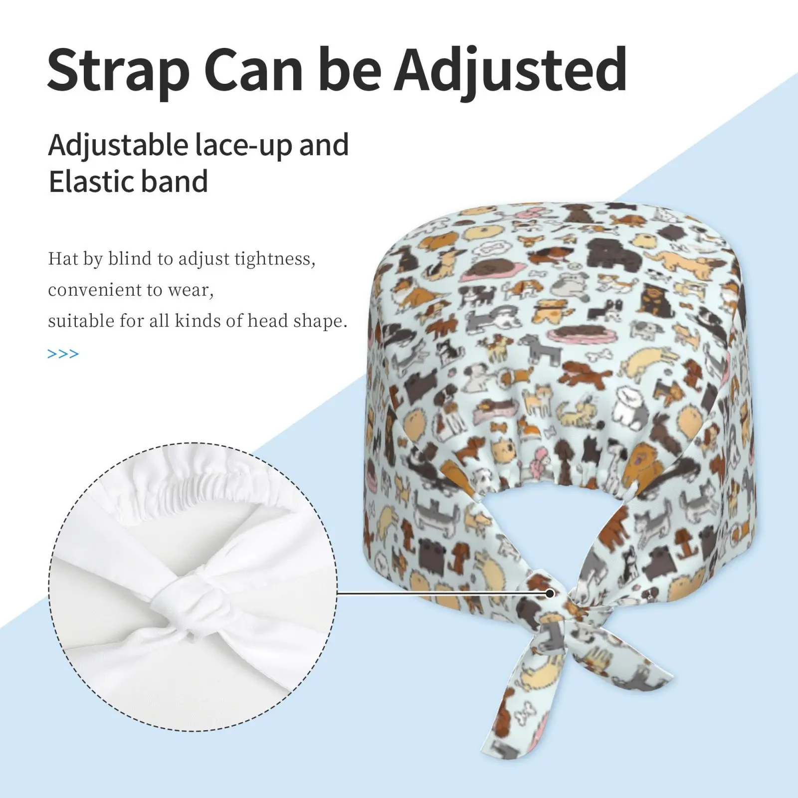 Cute Dog Printed Surgical Hat Medical Hat Multi Directional Breathable Elastic Pet Operating Room Hat Surgical Hat