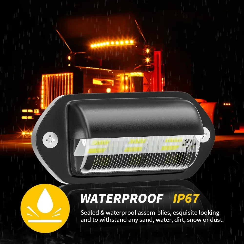 6LED Truck License Plate Light 1pcs Car Van Passenger Trailer Tail Light Side Light 12-24V IP67 Waterproof 6500K Led Work Light
