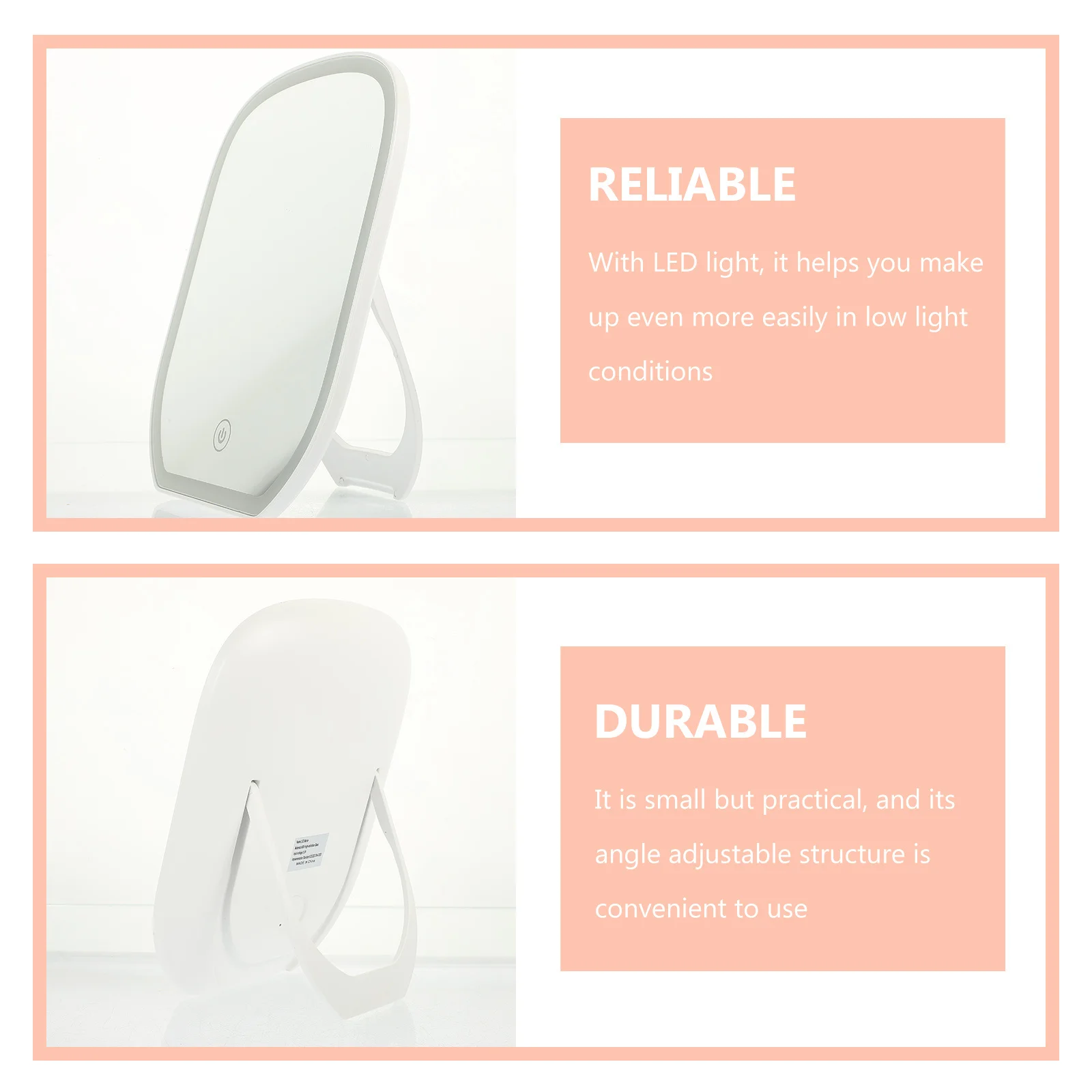 مرآة مكياج LED قابلة للطي وقابلة للتعديل وخفيفة الوزن ومرآة زينة محمولة لملحقات مكياج الحمام في غرفة النوم
