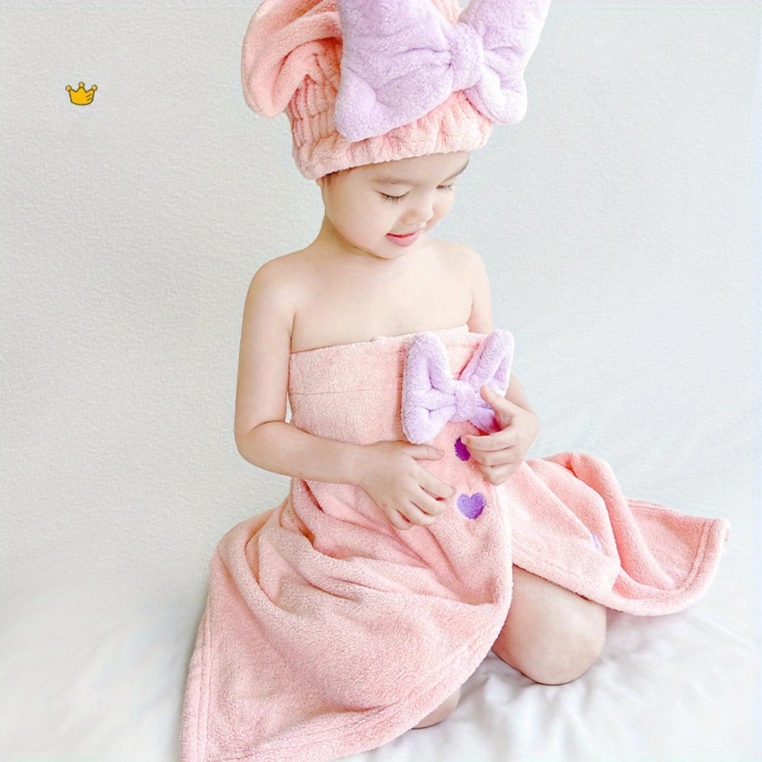 قطعة واحدة من رداء دش ماص بنمط فيونكة وقلب، رداء حمام نسائي لطيف ومريح، هدية مثالية لعيد الحب،