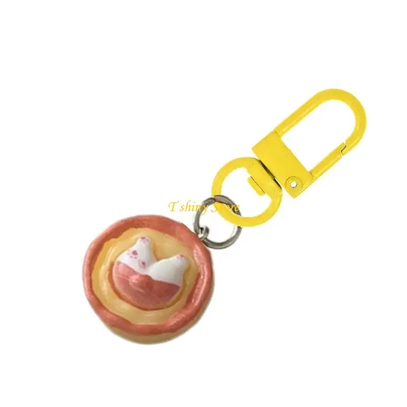 N58F Delicious Looking Mini Tart Keychain Playful Resin Craft Tart Backpack Charm For Everyday Carry And Surprise Gifts