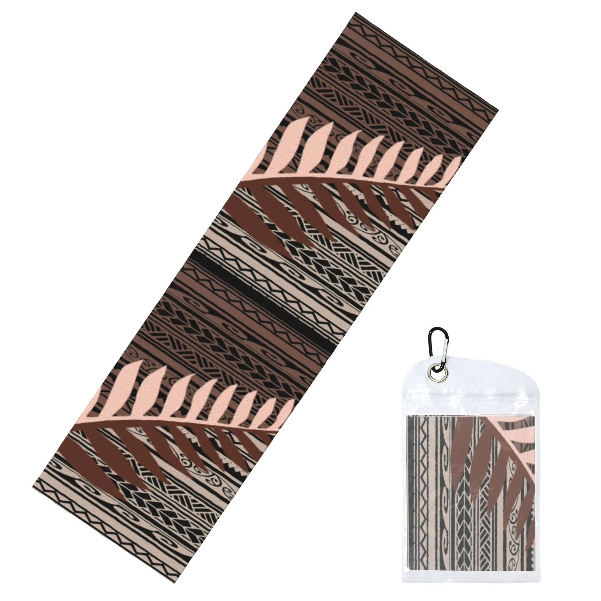 Cold Exercise Towel Silver Fern Tribal Brown Beach Sports Yoga Towel Swimming Camping Towel Refreshing Sports Scarf Face Towels