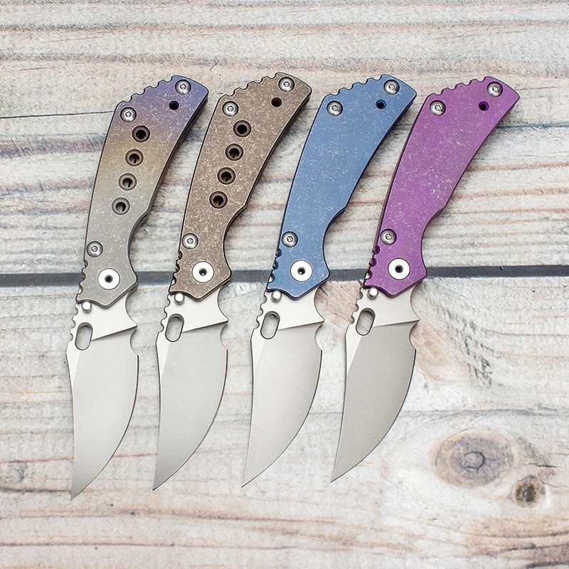 EVIL EYES Customized Version PT Folding Knife High Hardness CPM 20CV Blade Titanium Handle Pocket EDC Outdoor Tactical Tools