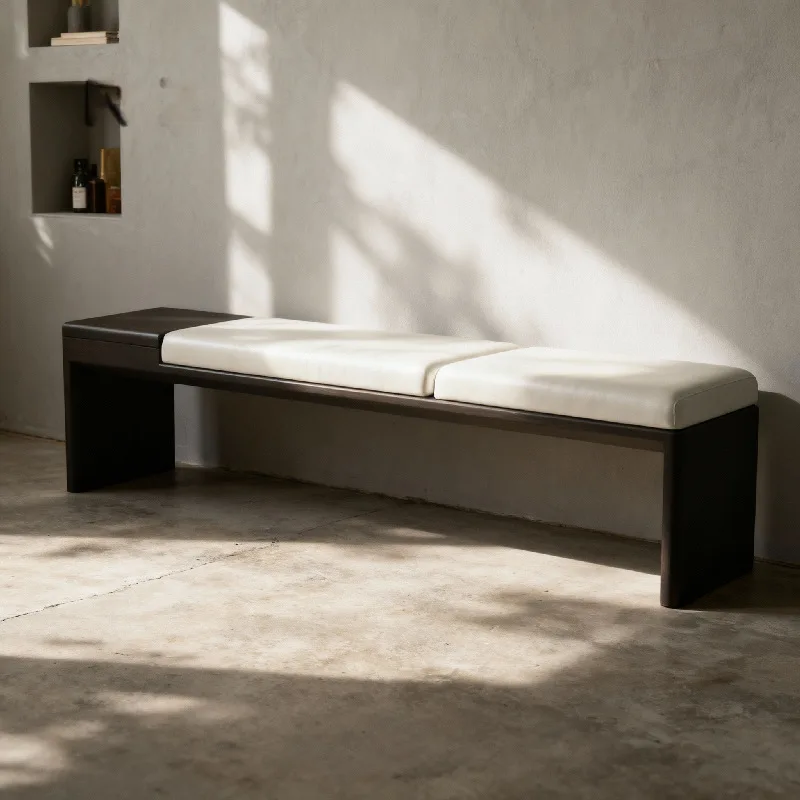 Solid wood bench - natural wood stool - shoe changing bench for clothing stores