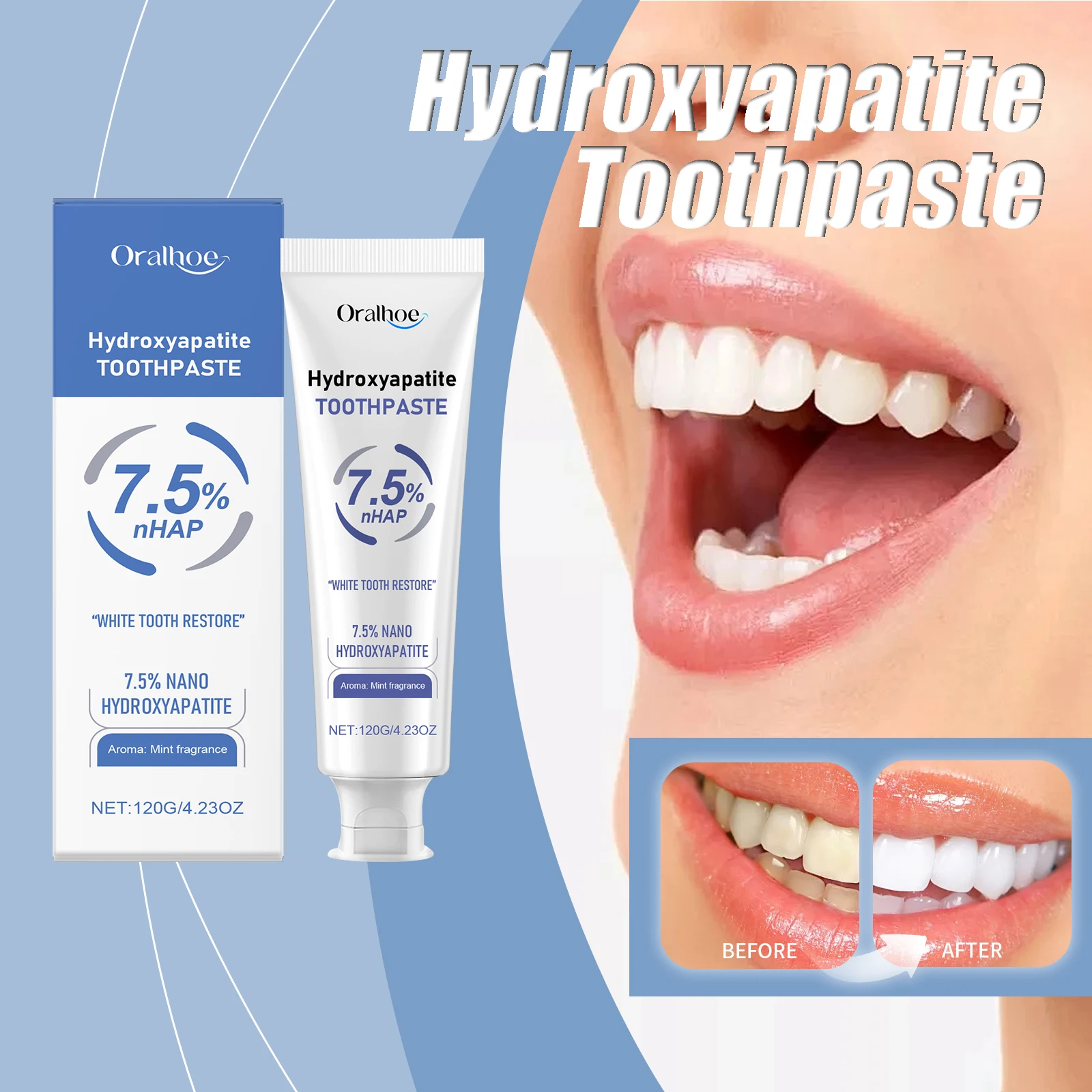 Hydroxyapatite Toothpaste Dental Calculus Remover Improve Bad Breath Prevent Caries Mint Fresh Breath Teeth Whitening Powder
