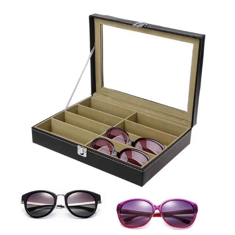 

8Slots Glasses Box Display Storage Folding Waterproof Strong Magnet Eyewear Case
