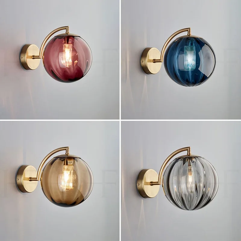 

The Latest Post-modern Bedroom Bedside Wall Light Glass Ball Simple Nordic Design Hotel Corridor Staircase Small Wall Lamp Hot