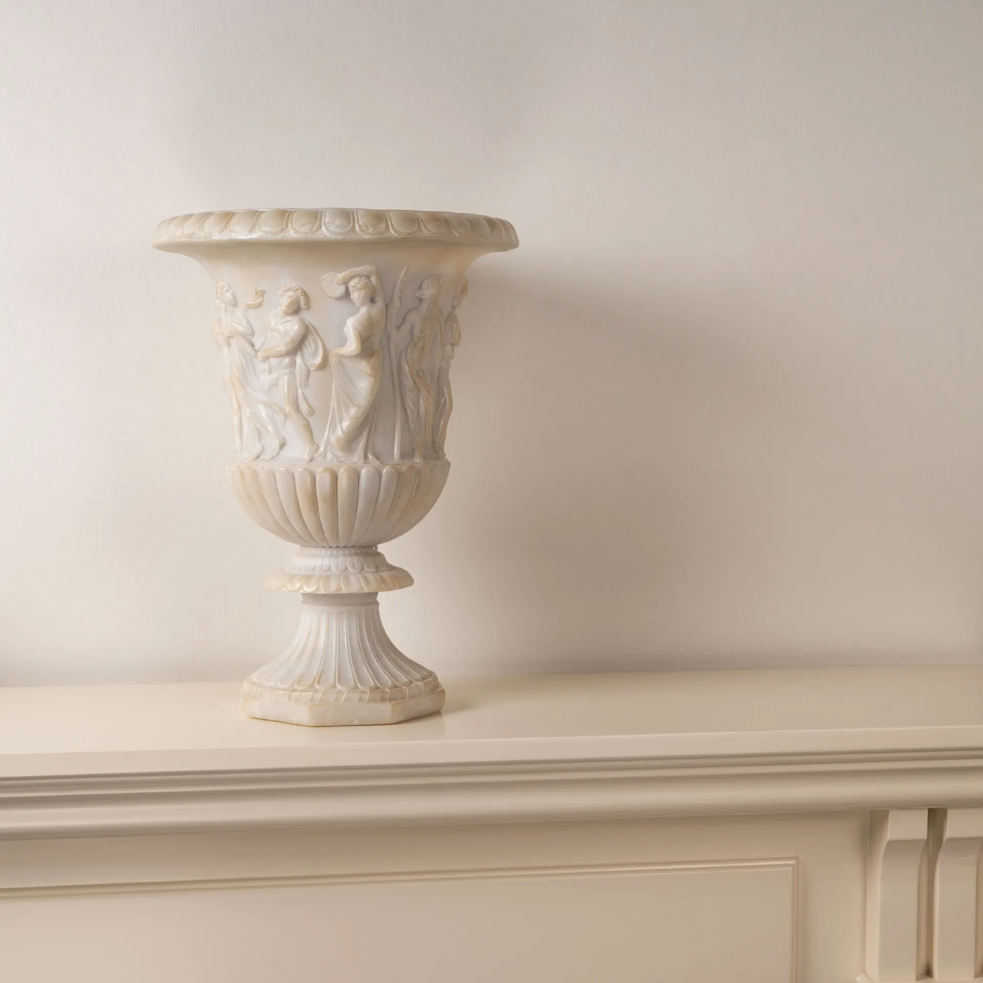 CX antique imitation jade hydroponic vase flower ware, retro Roman character relief living room, ornament