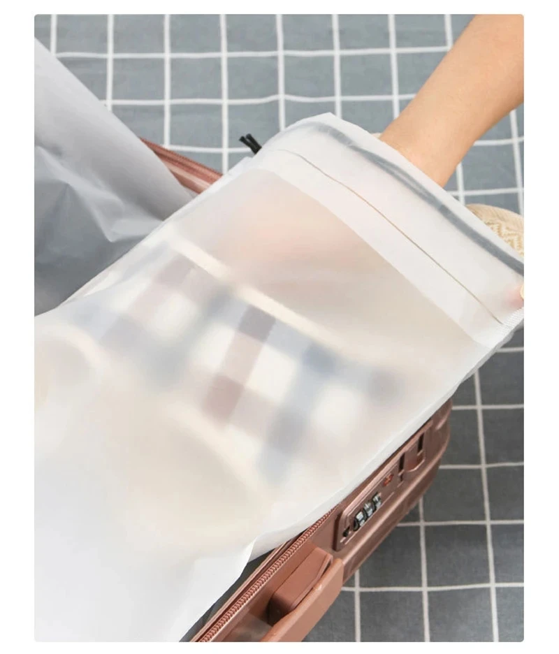 10/20pcs Transparent Frosted Clothes Packaging Drawstring Bags Storage Travel Pocket Shoes Organizer Waterproof Pouches