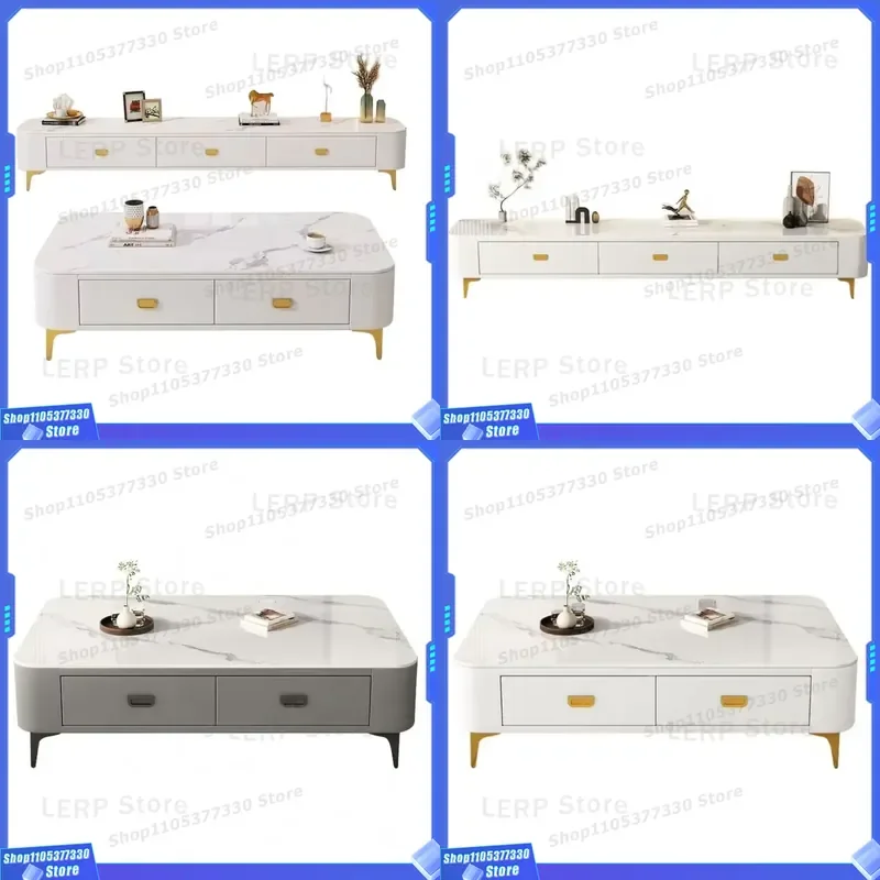 Modern White and Gray TV Stand for Living Room European Style Media Console Easy Assembly Home Entertainment Center Furniture