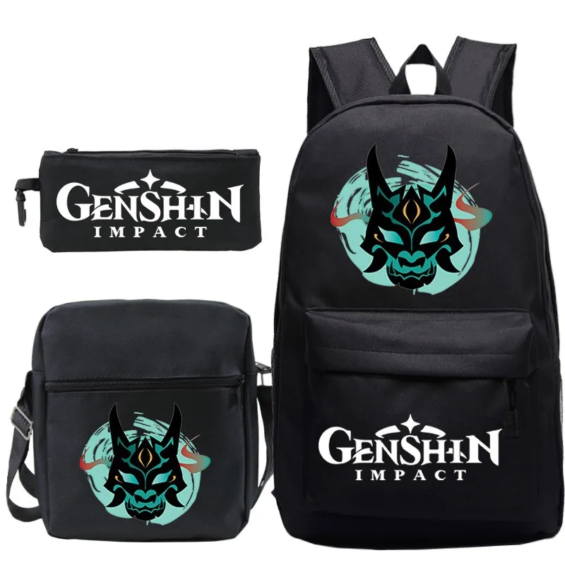 Genshin Impact Backpack 3pcs/set Students School Backpack Boys Girls bookbag Teens Travel bag Mochila Men Women Laptop Bag